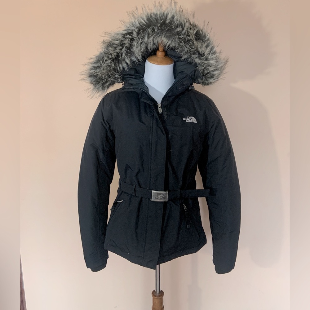 North face belted parka